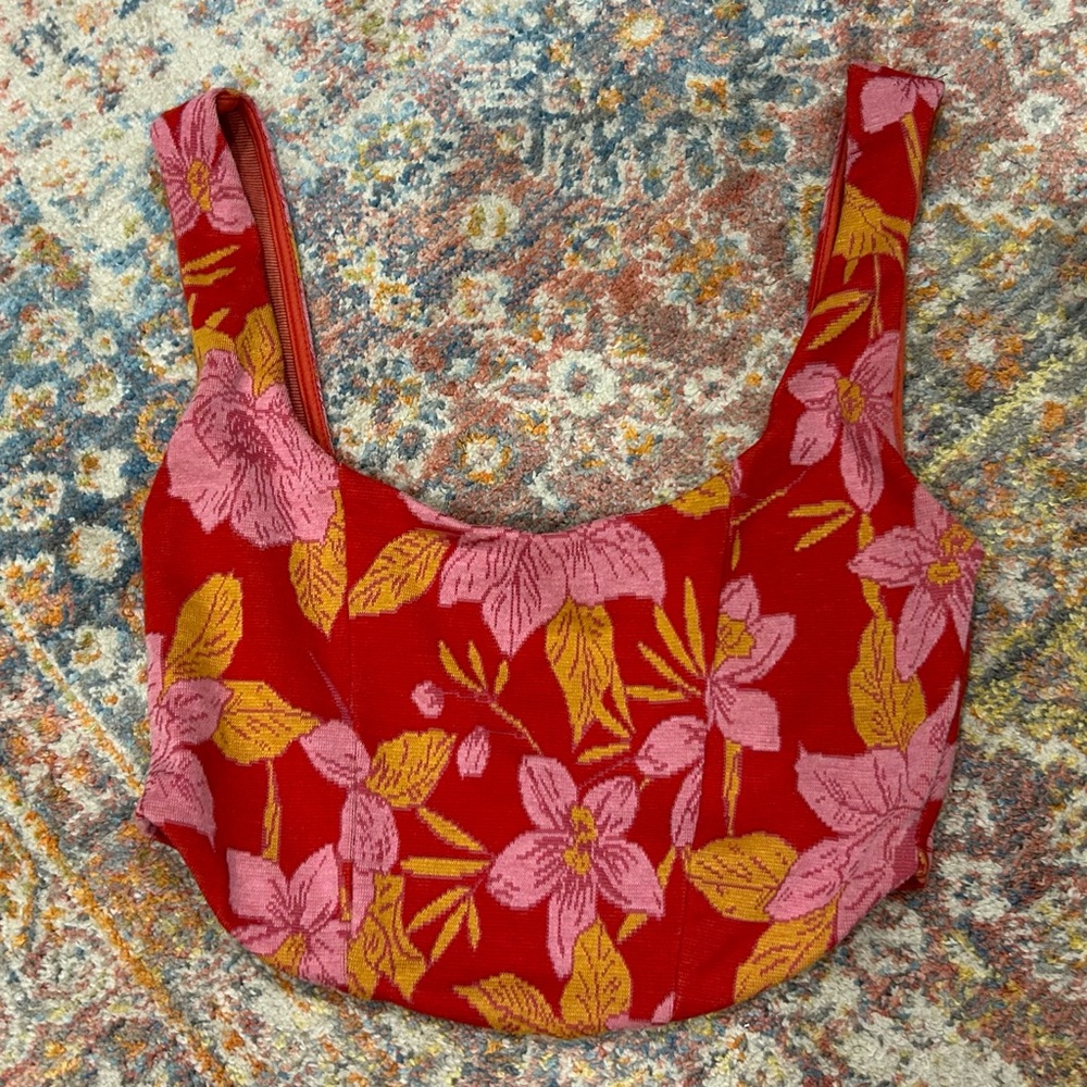 Floral Red Crop Top